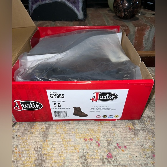 NIB - Justin Steel Toe Gypsy Lace Up Boots - Picture 2 of 9